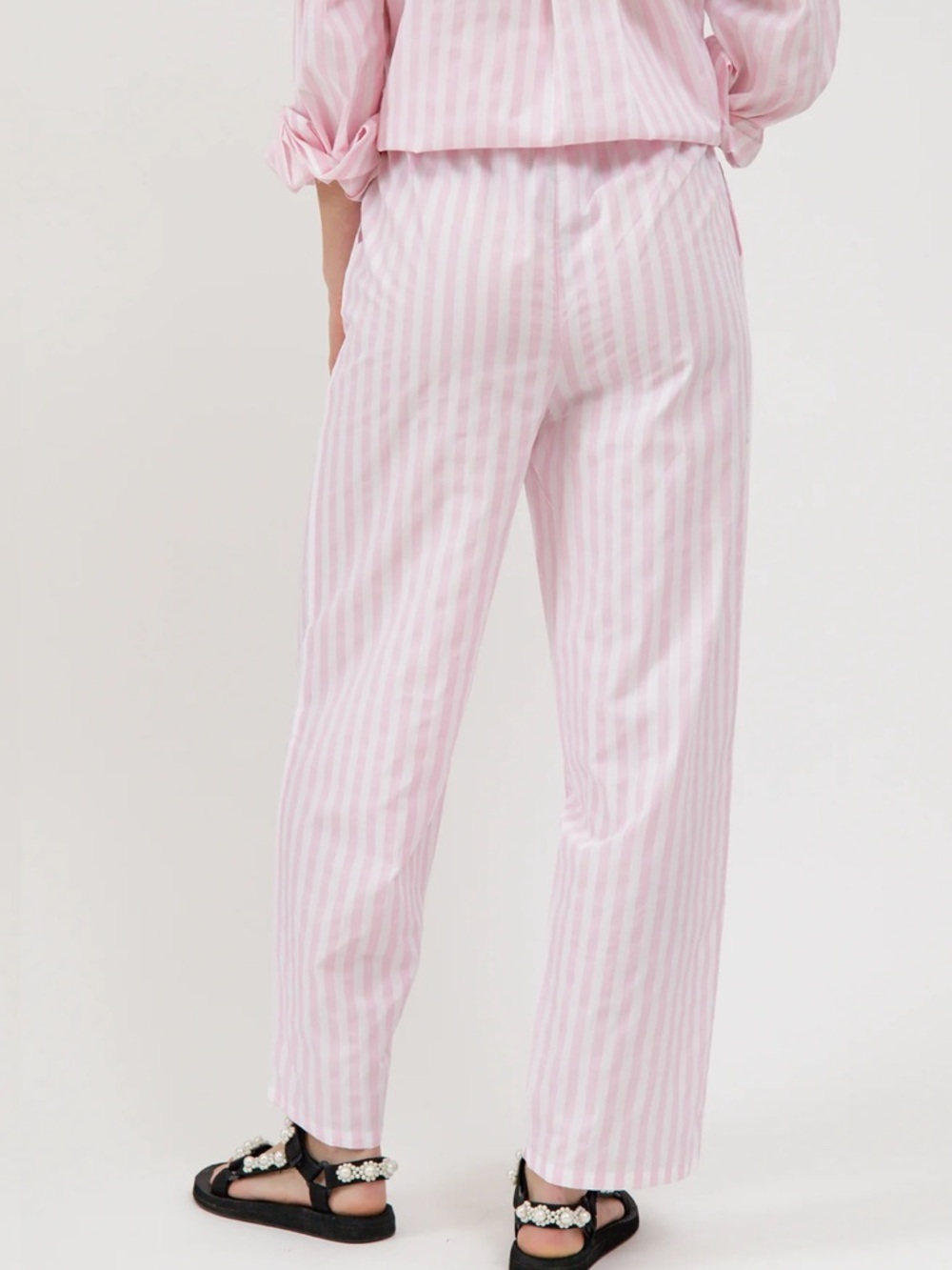 Brunette The Label Pink Stripe Poplin Drawstring Pants - Picture 2 of 6